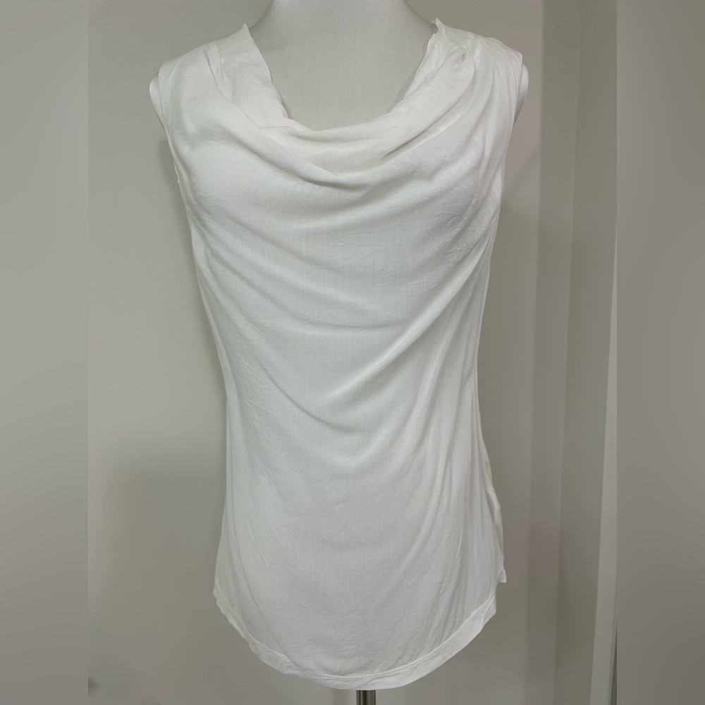 James Perse Woven Crowl Neck Tank in White